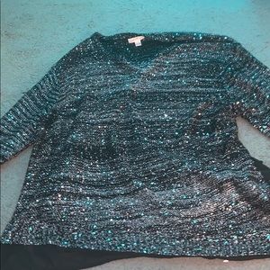 silver and black glamorous sweater